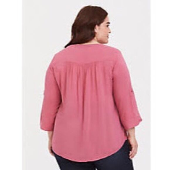 Torrid Harper Pink Challis Button Down Blouse - Picture 2 of 8